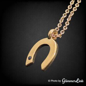 Wren Horseshoe Sapphire Gold Dipped Pendant Necklace